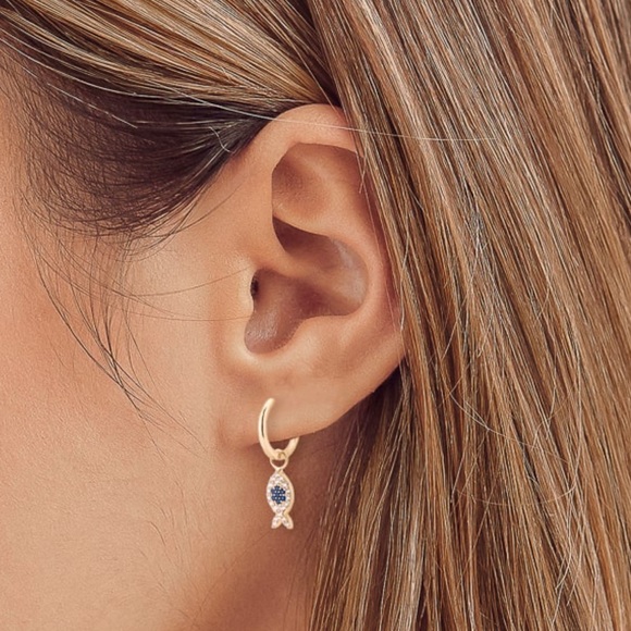 APM Monaco Single Earring Fish Eye Huggie Hoop - Picture 1 of 6